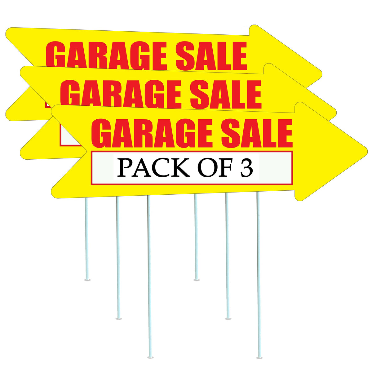 DAJDC yellow yard sign arrow double-sided 16x5 with stakes for high-visibility sales