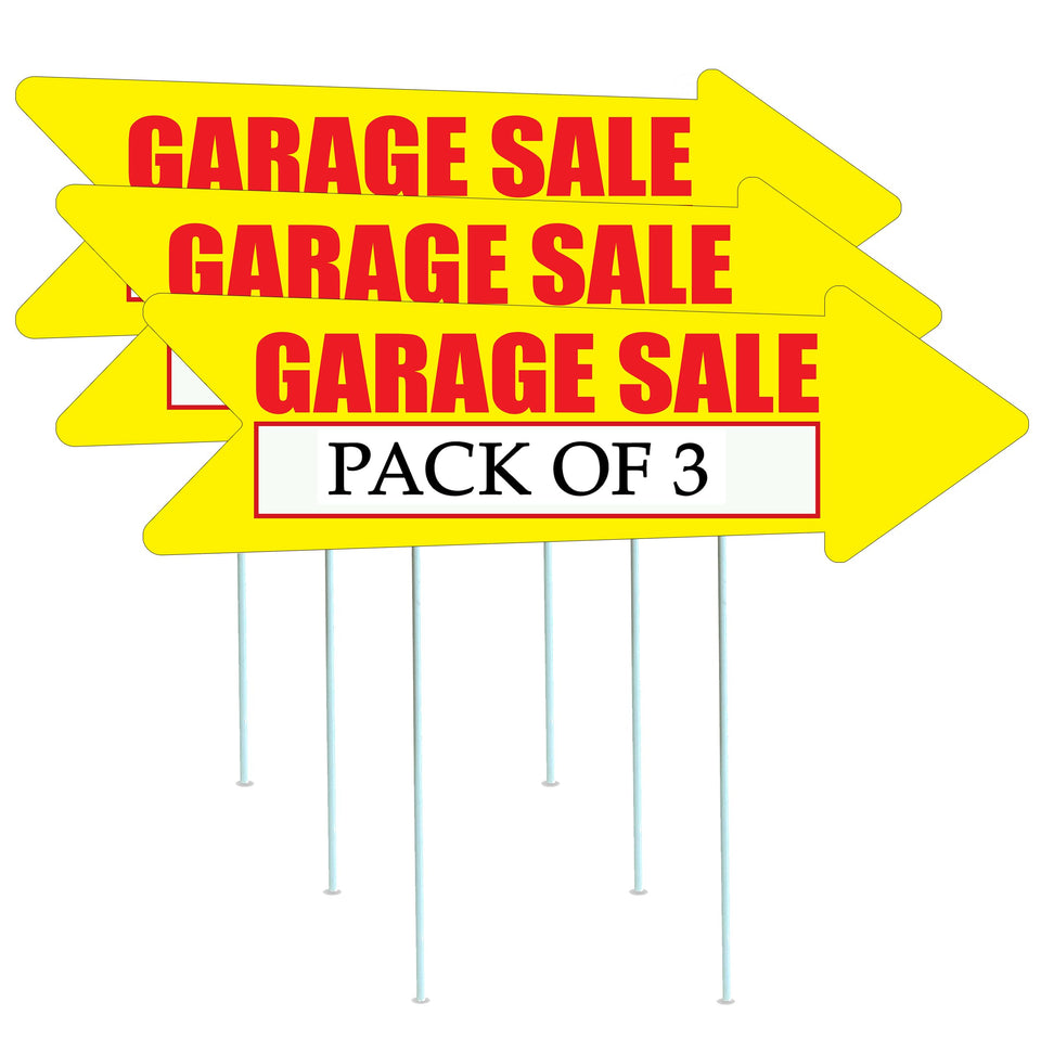 DAJDC yellow yard sign arrow double-sided 16x5 with stakes for high-visibility sales