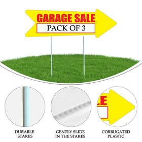 DAJDC arrow yard sign with two stakes per sign for sturdy outdoor setup
