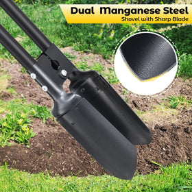 DAKEPOLE dual-edge spades cut through roots and soil cleanly.