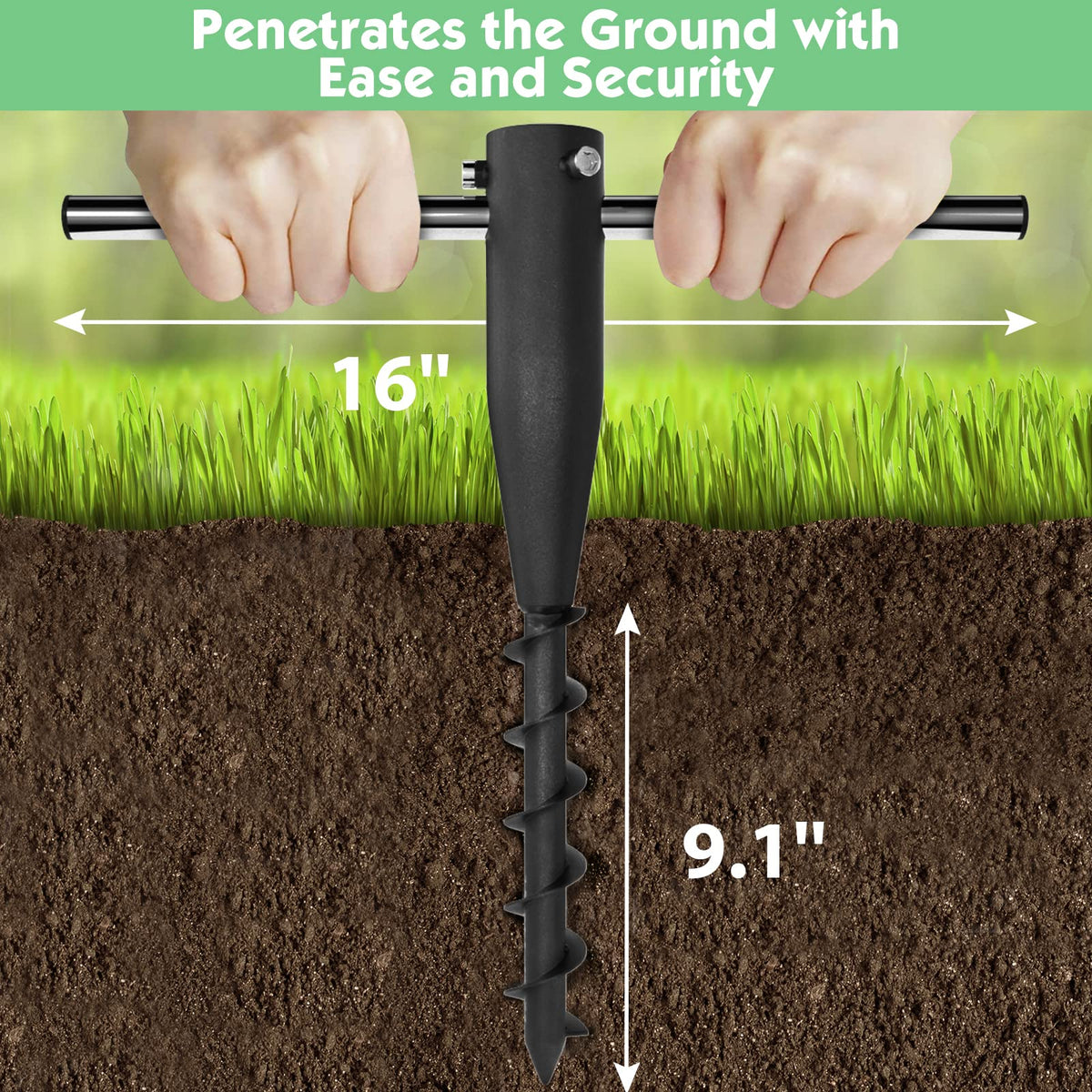 DAKEPOLE ground anchor with universal fit and adjustable screws for various poles.