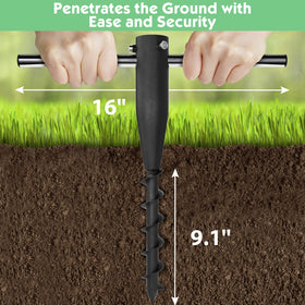 DAKEPOLE ground anchor with universal fit and adjustable screws for various poles.
