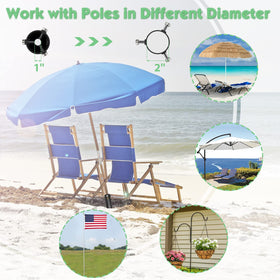 DAKEPOLE portable umbrella anchor for quick setup and removal.