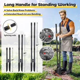 Dakepole post hole digger supports weed removal and soil shaping tasks.