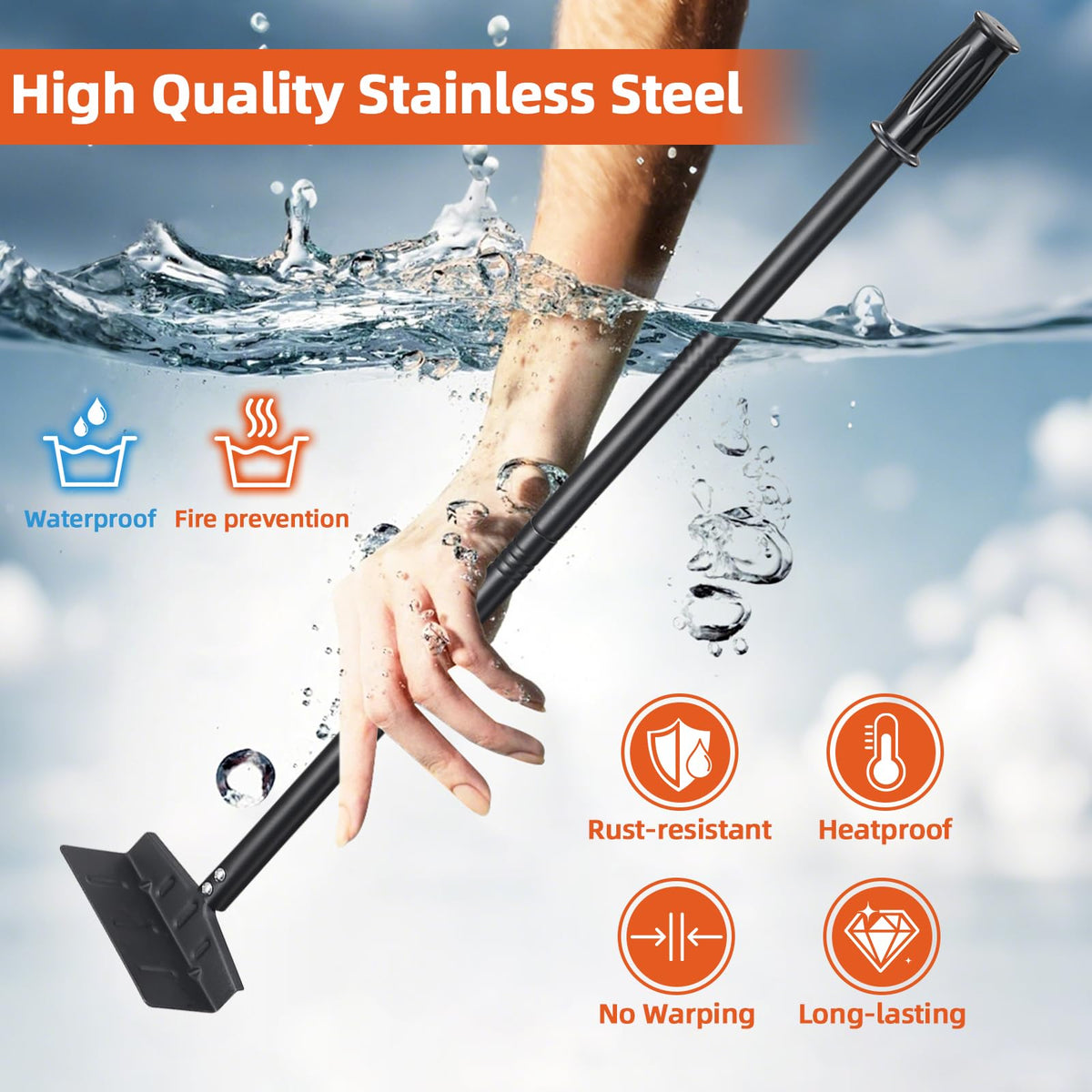 DAKEPOLE wide rake head suits kamado grills for efficient cleaning