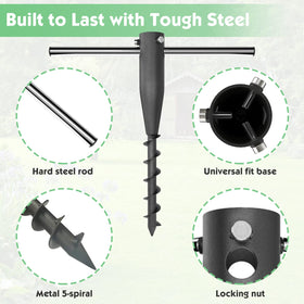 DAKEPOLE windproof umbrella stake stays firmly in sand or dirt.