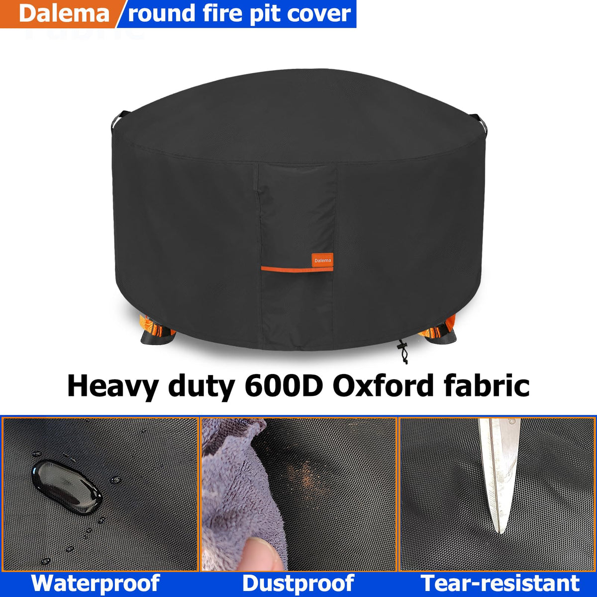 Dalema fire pit cover with buckle straps anchors securely in windy days.