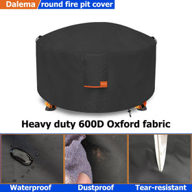 Dalema fire pit cover with buckle straps anchors securely in windy days.