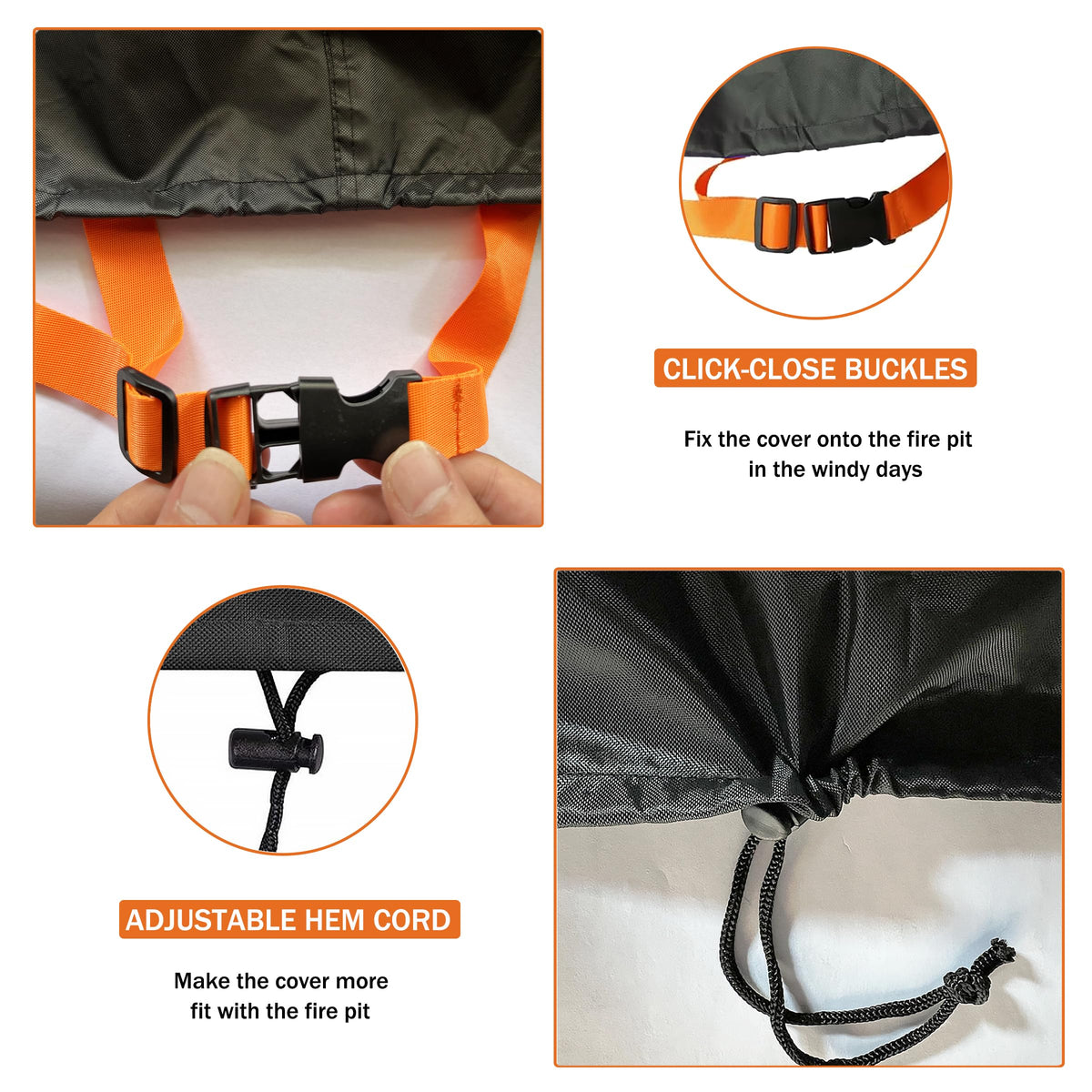 Dalema cover has sturdy side handles for easy on/off.
