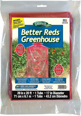 Dalen Better Reds greenhouse cover over tomato cage enabling airflow and protection