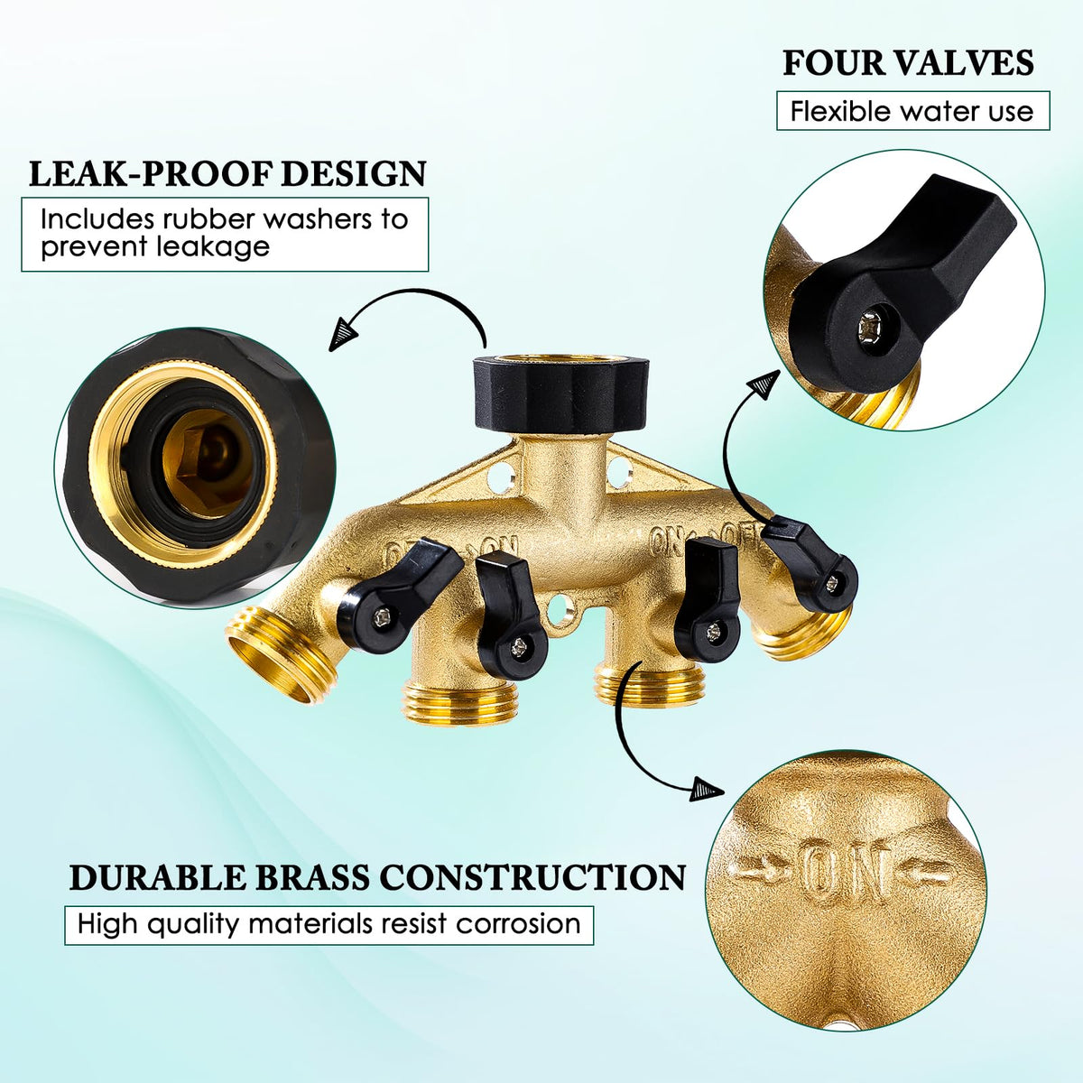 Dalmbox four valves open or closed for independent water control.