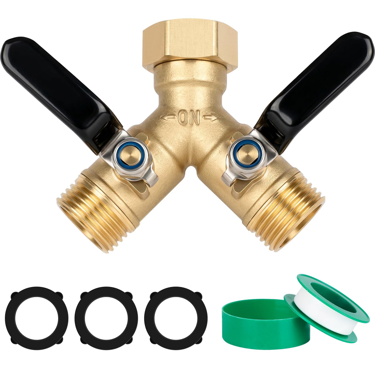 Dalmbox garden hose splitter brass 2-way connection for efficient watering
