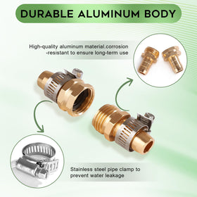 Dalmbox male and female connectors for quick, secure hose repairs.