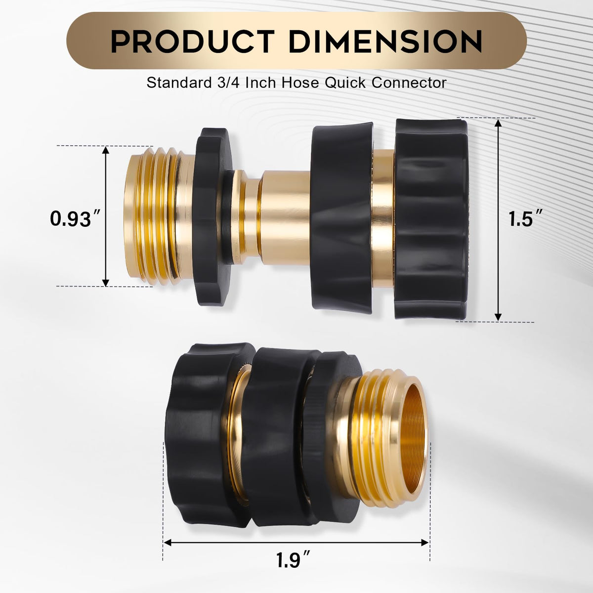 Standard 3/4 inch hose size fits most hoses and sprayers.