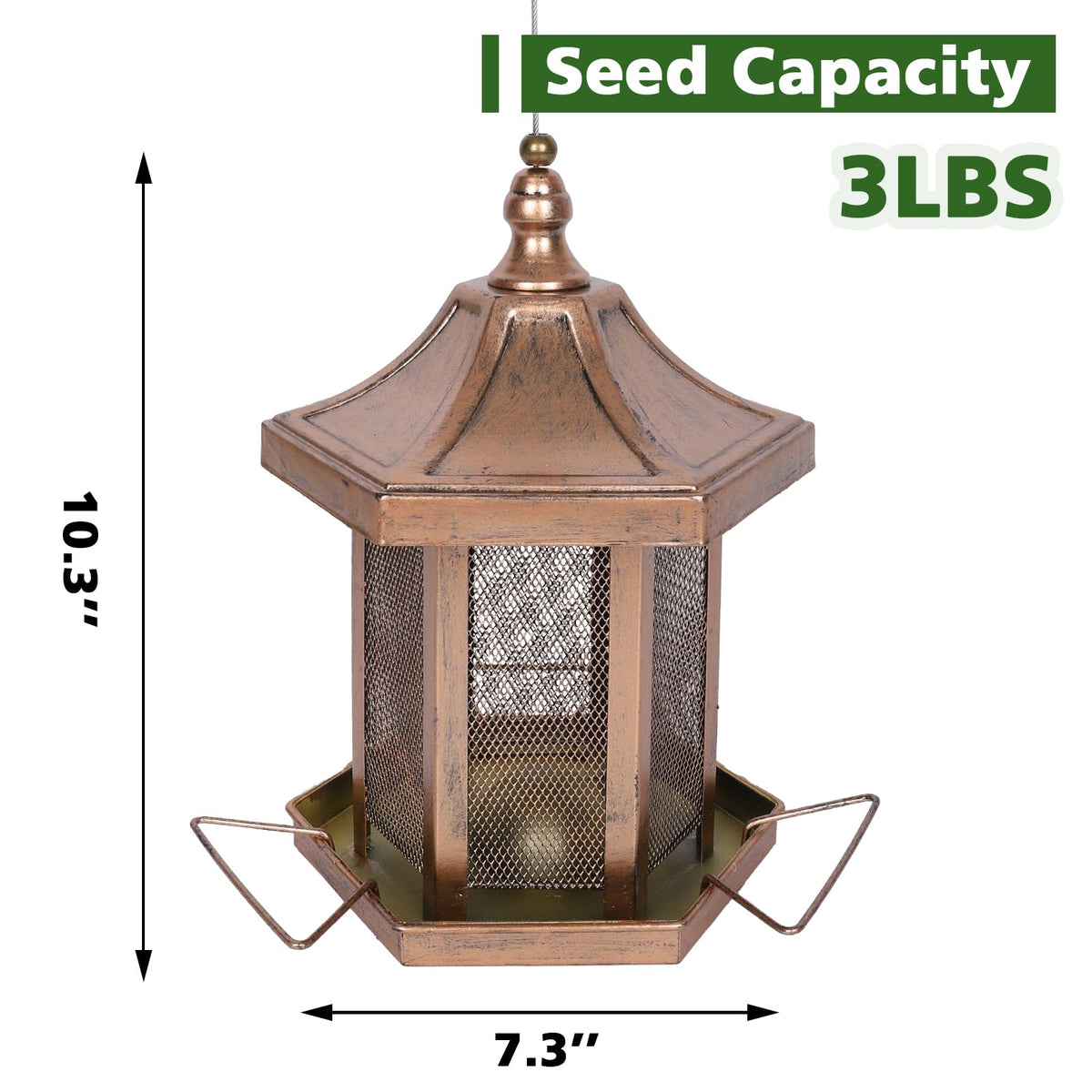 DALOHOMI metal feeder with drain holes keeps seeds dry and clump-free