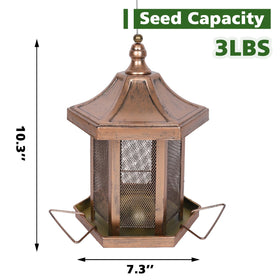 DALOHOMI metal feeder with drain holes keeps seeds dry and clump-free