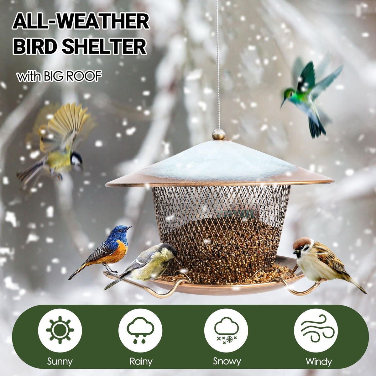 DALOHOMI squirrel-proof feeder with cord lock deters chewers and preserves seed supply.