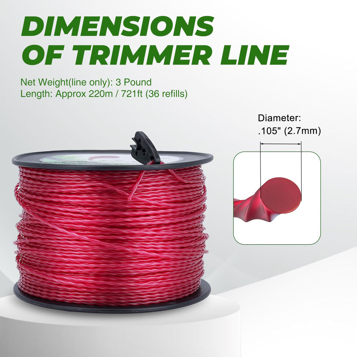 Dalom 105 trimmer line compatibility image for Ryobi and Echo