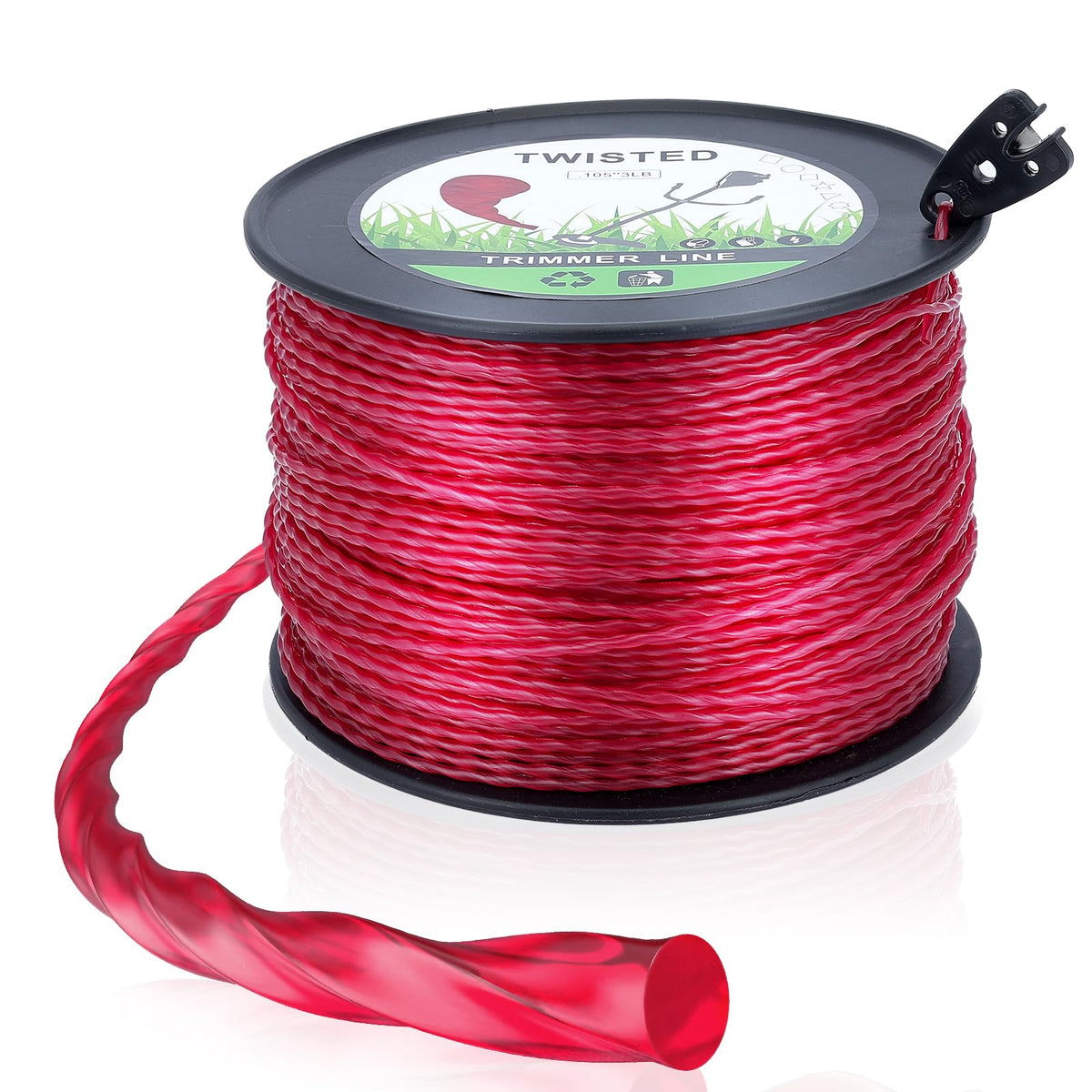 Dalom 105 trimmer line spool closeup shows heavy-duty strength for thick weeds