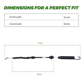 Dalom 60-inch deck cable length illustrated on mower deck
