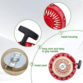 Dalom GX390 recoil starter back view highlights reliable spring mechanism.