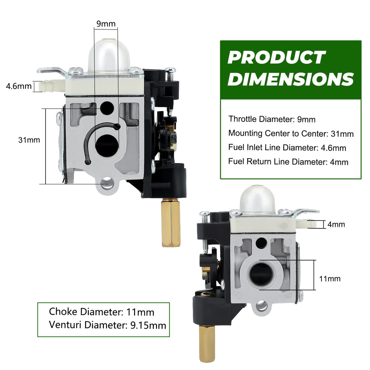 Dalom SRM 230 carburetor in packaging with grommet kit included.