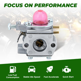 Dalom TB22EC carburetor installation guide image emphasizes quick swap for busy tool users