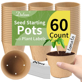 Dalzom 60Pcs 4-inch peat pots ready for seed starting and transplant ease.
