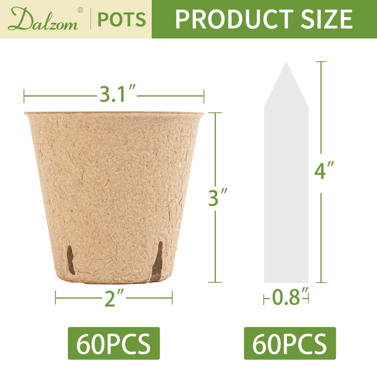 Dalzom peat pots with 3-1 inch bottom diameter and stable base