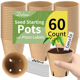 Dalzom 60Pcs peat pots with 3-1 inch top diameter for easy seed starting