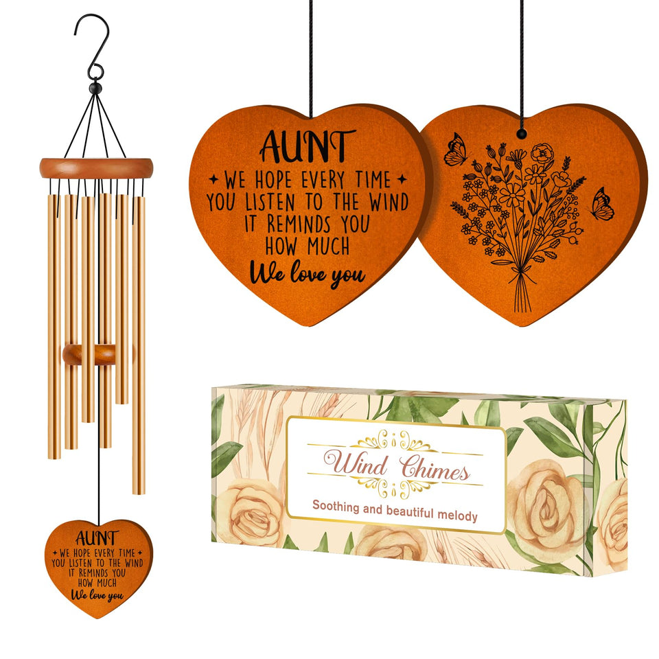 Damaigiift Aunt Wind Chime on garden wall creates soothing outdoor ambiance
