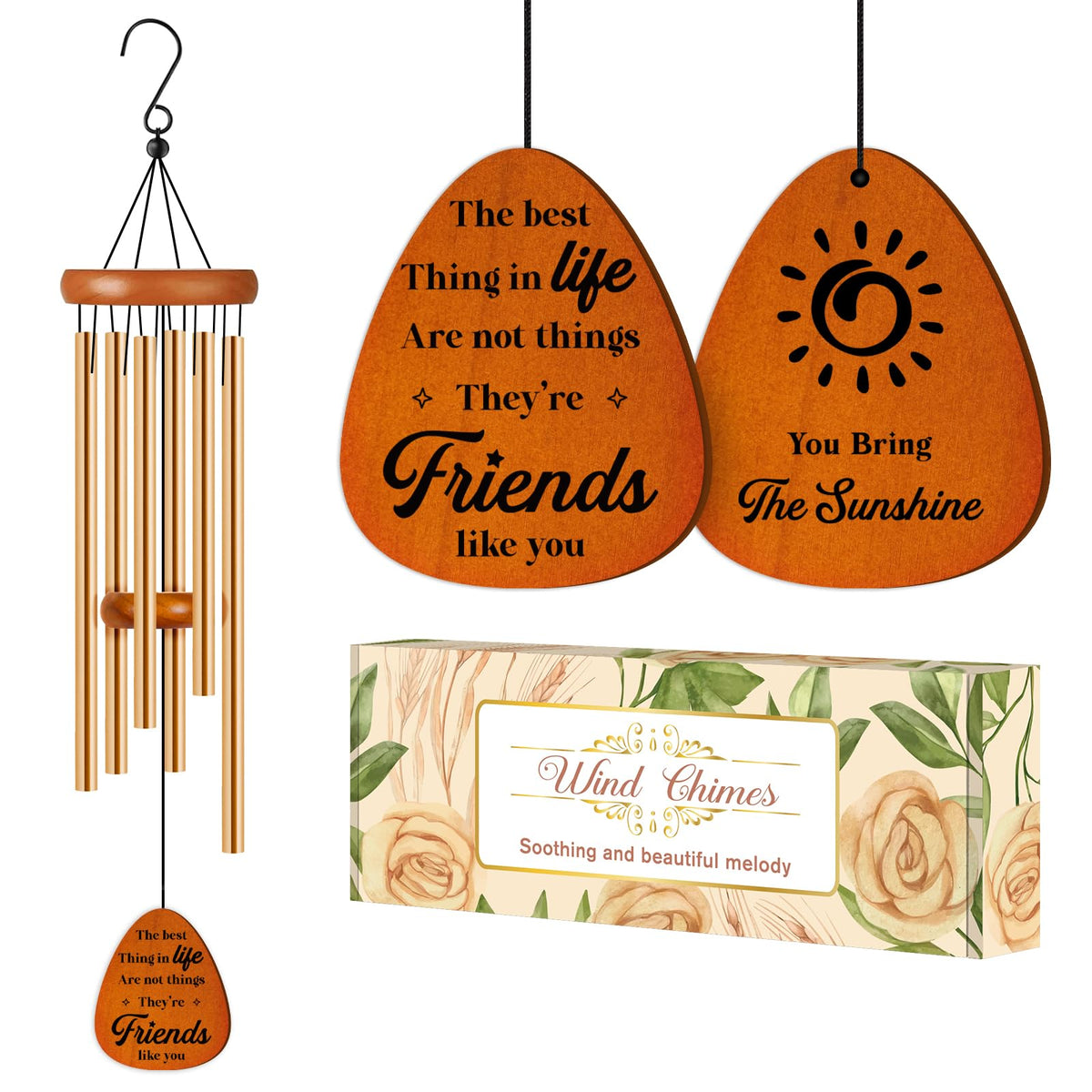 Damaigiift friendship wind chime in a forest setting signaling enduring companionship.