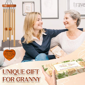 Damaigiift wind chime engraving with blessing expresses warmth for Granny.