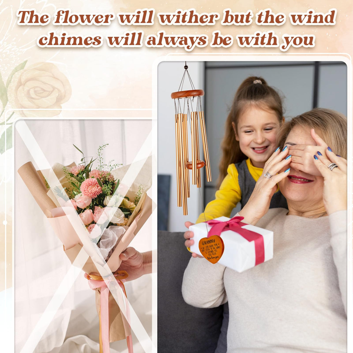 Damaigiift six-tube wind chime delivers gentle, relaxing tones.
