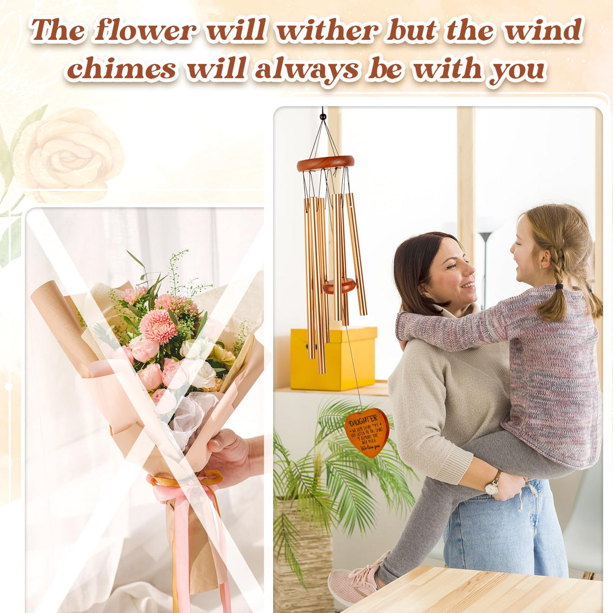 Indoor and outdoor hanging option with Damaigiift wind chime.