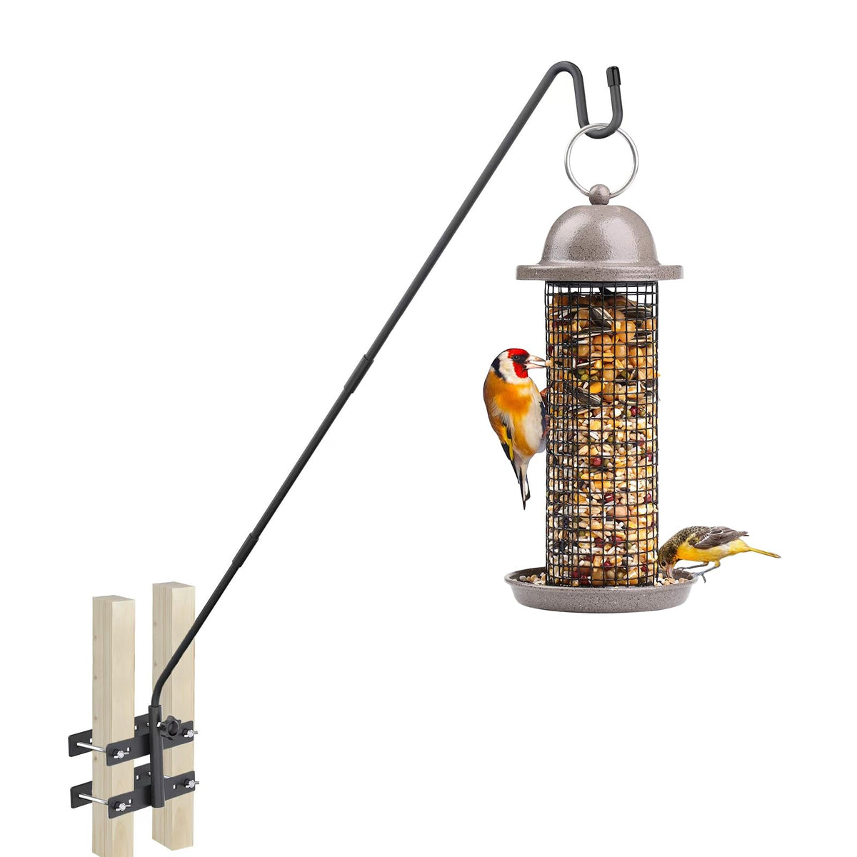 Damukoo deck hook mounted on railing with 360° rotation for versatile hanging.