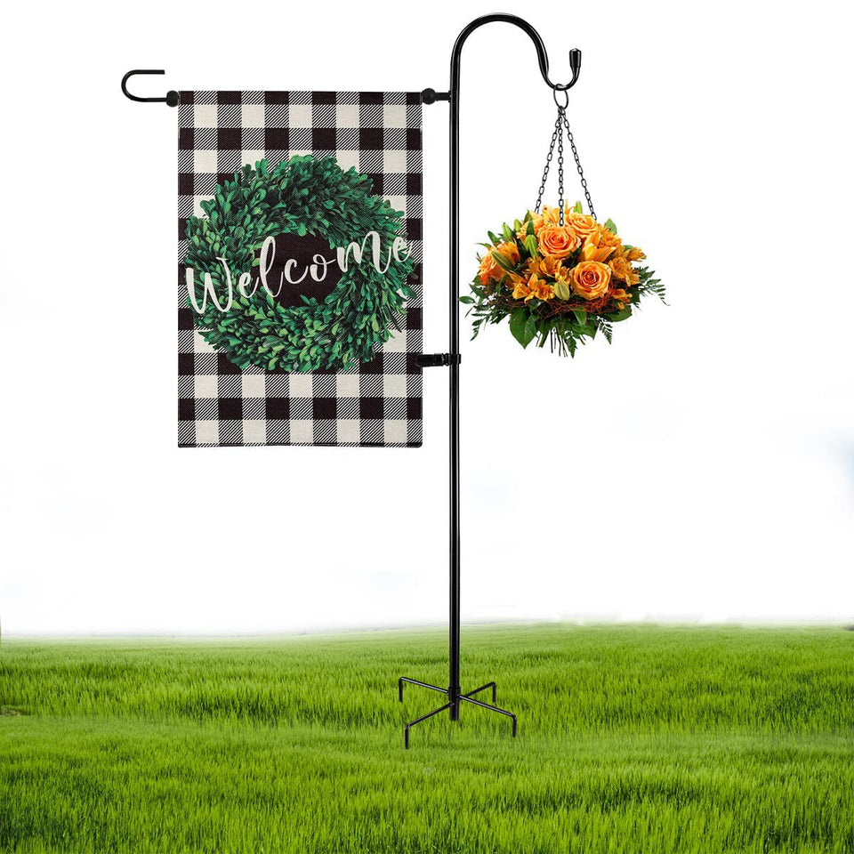 Damukoo garden flag holder stand 48-inch steel pole for sturdy outdoor display.