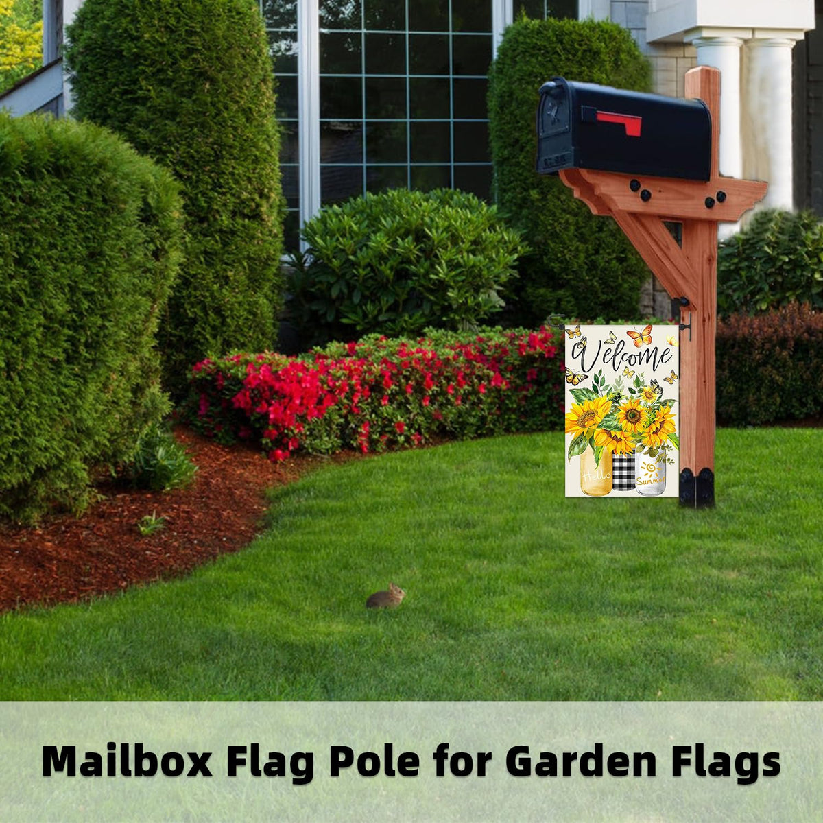 Damukoo yard flag hanger with stopper base ensures stable setup.