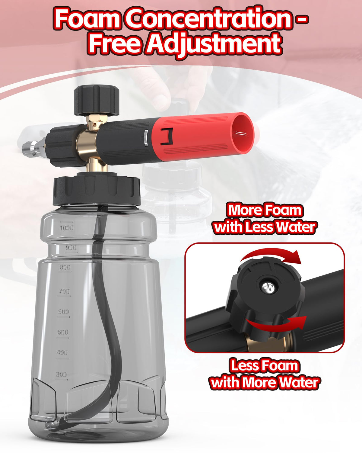 DANCINGBOAR foam cannon 1/4 inch quick-connector fits most pressure washers securely