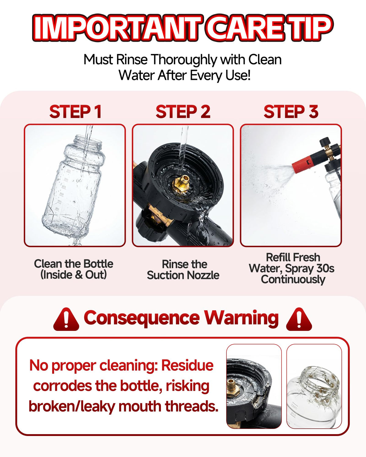 DANCINGBOAR foam cannon swivel nozzle enables versatile spray patterns