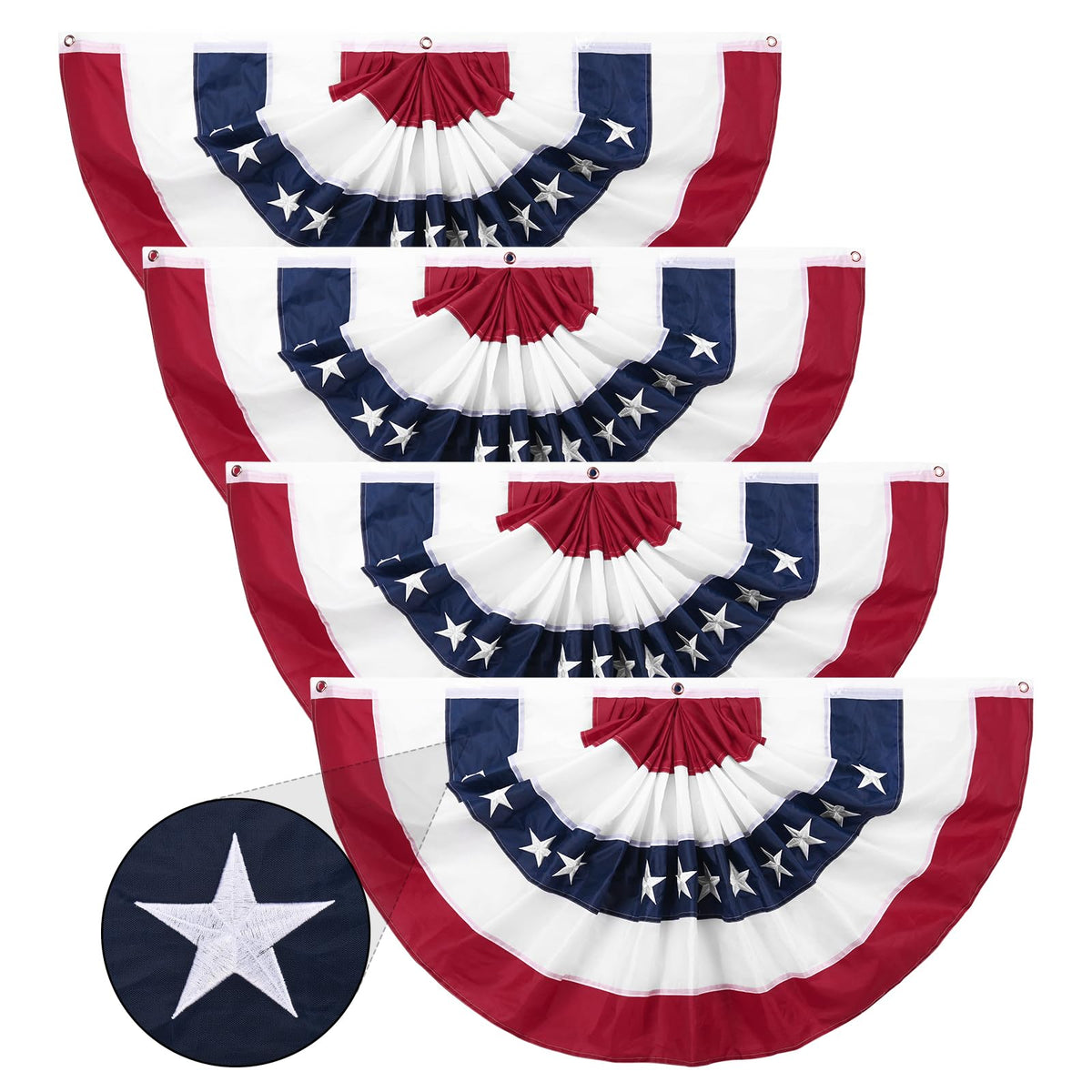 DanCoom American pleated fan flag bunting 2x4 ft for porch decoration