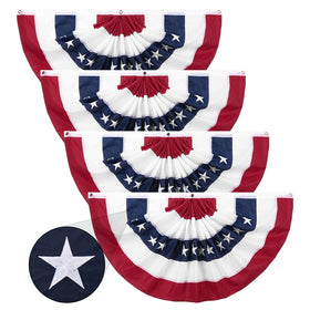DanCoom American pleated fan flag bunting 2x4 ft for porch decoration