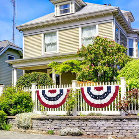 DanCoom outdoor American flag bunting drapes beautifully on porches