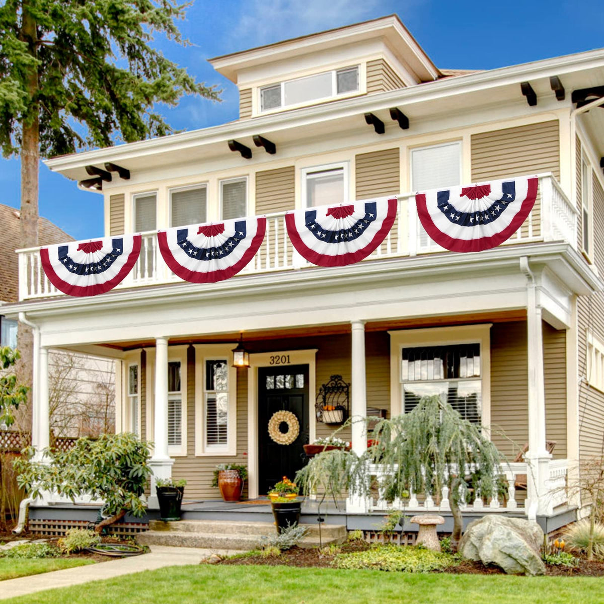 DanCoom patriotic bunting for porch decor enhances outdoor celebrations