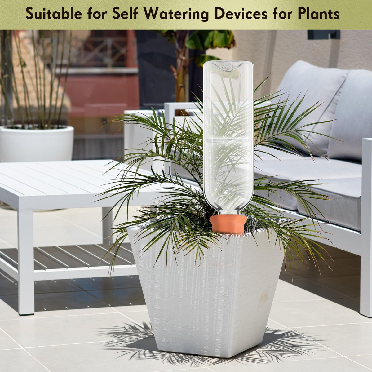 Dandat garden-use setup supports multiple plants with adjustable watering needs.