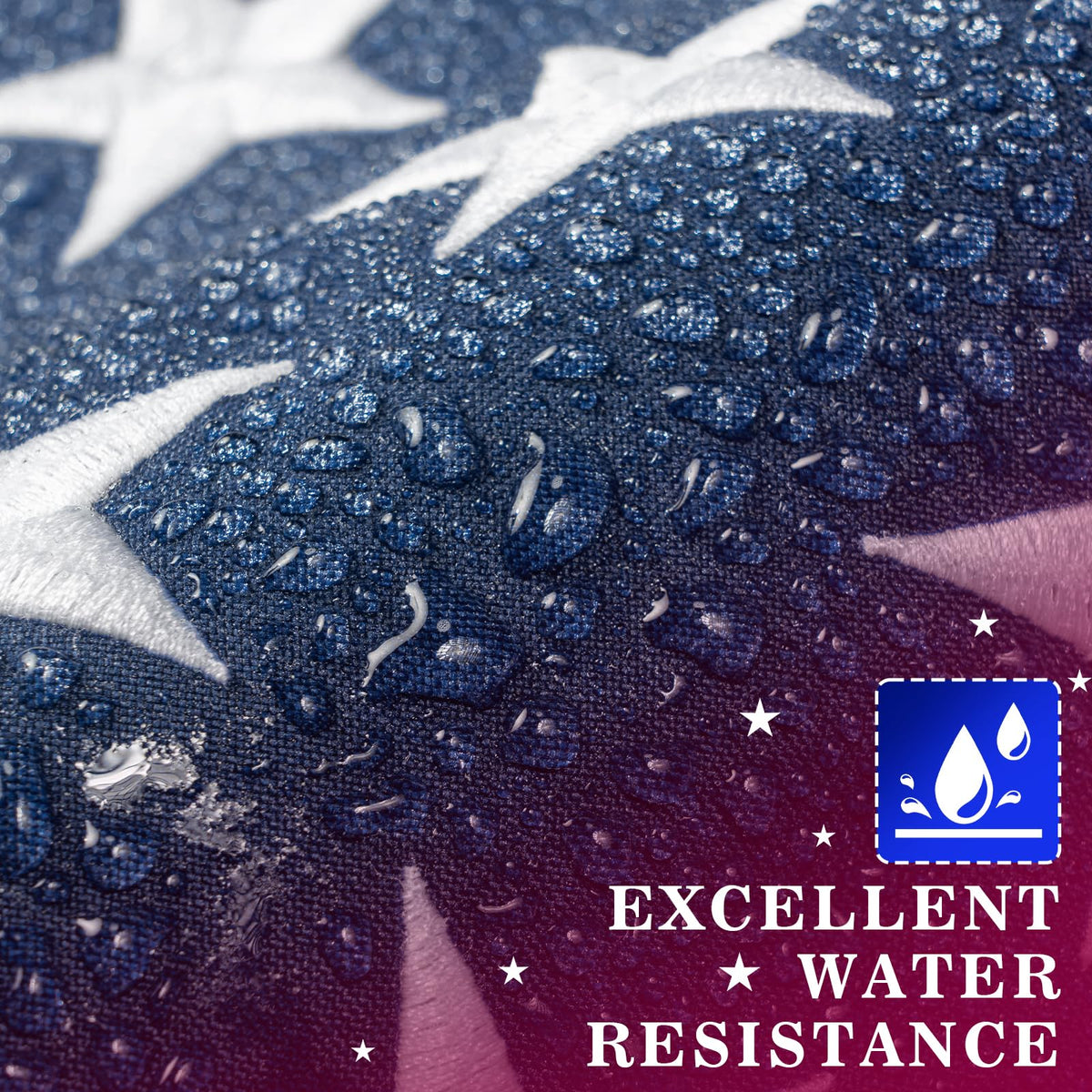 DANF FLAG 210gsm spun polyester with UV inhibitors and water-repellent treatment.
