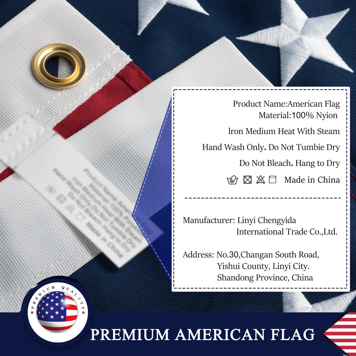 DANF FLAG American Flag 5x8 ft 90/10 nylon-polyester blend for quality construction