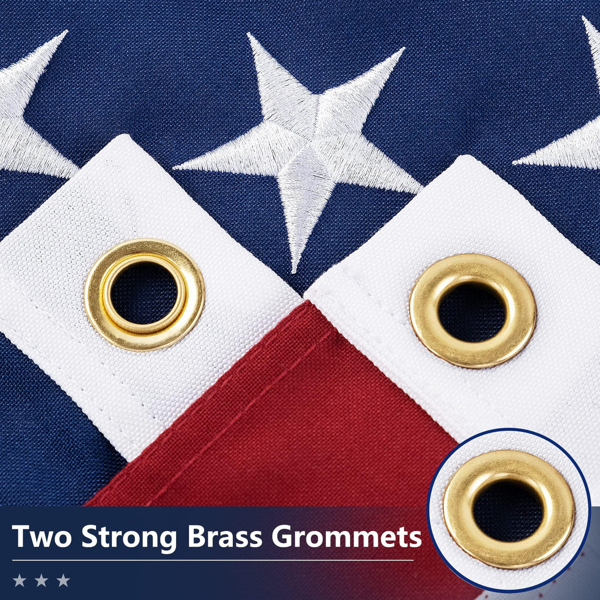 DANF FLAG brass grommets secure mounting on outdoor flagpoles.
