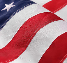 DANF FLAG embroidered stars closeup shows precise stitching and premium finish.