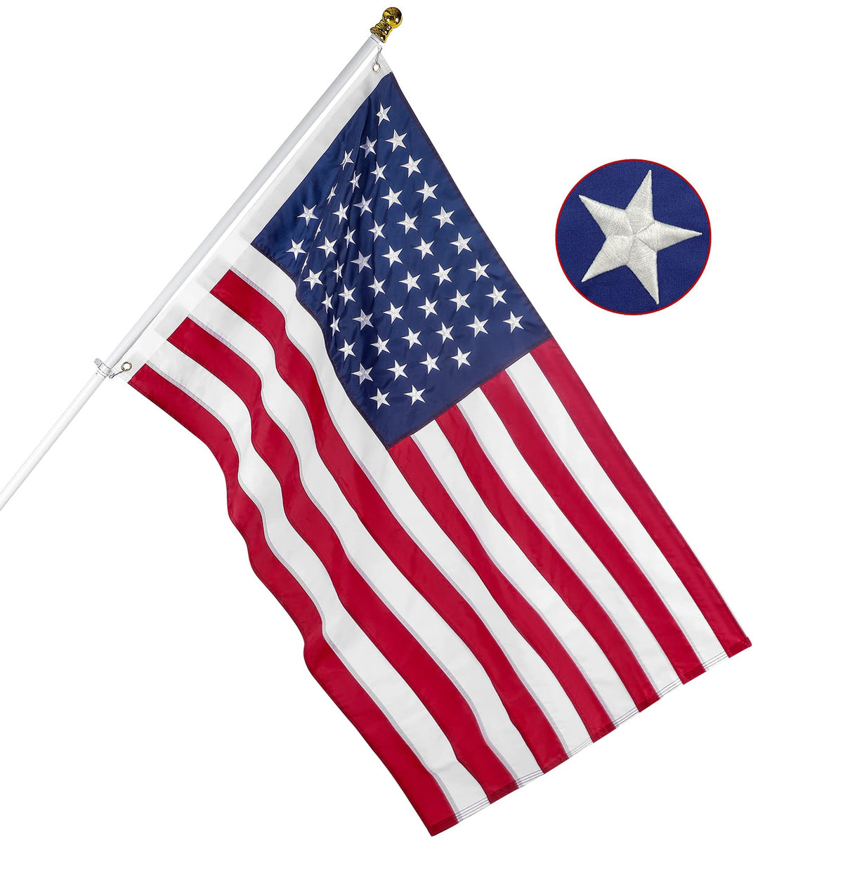 DANF FLAG heavy-duty nylon material resists weather and fading.
